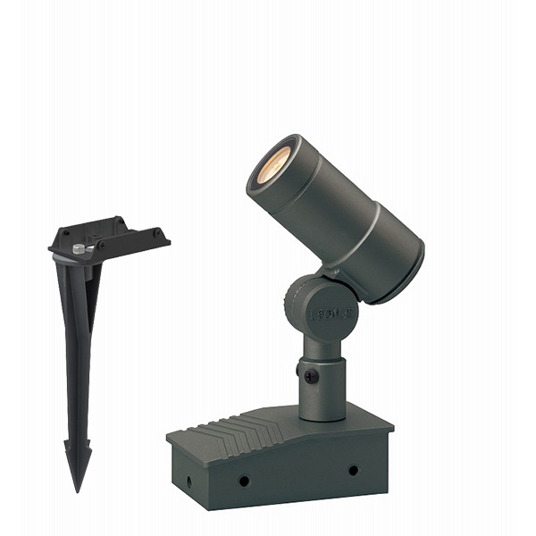 ガーデンアップライト オプティSスパイク付 狭角 チャコールグリーン (電球色)