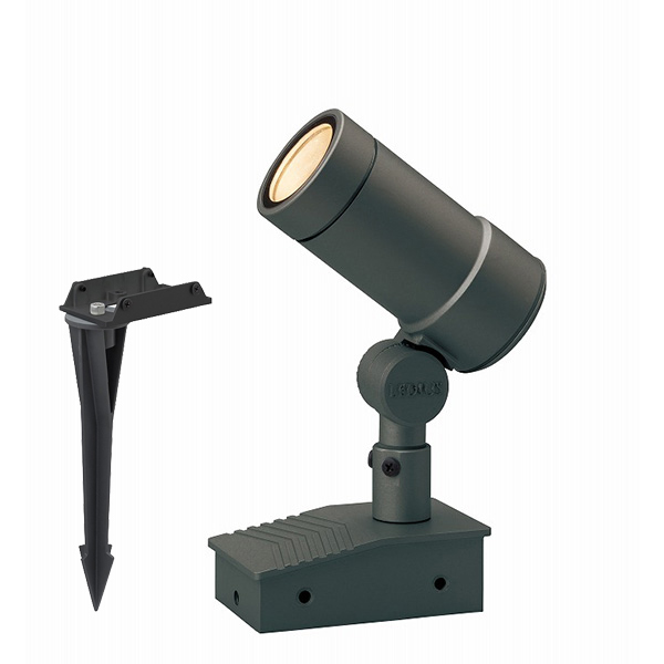 ガーデンアップライト オプティMスパイク付 中角 チャコールグリーン (電球色)