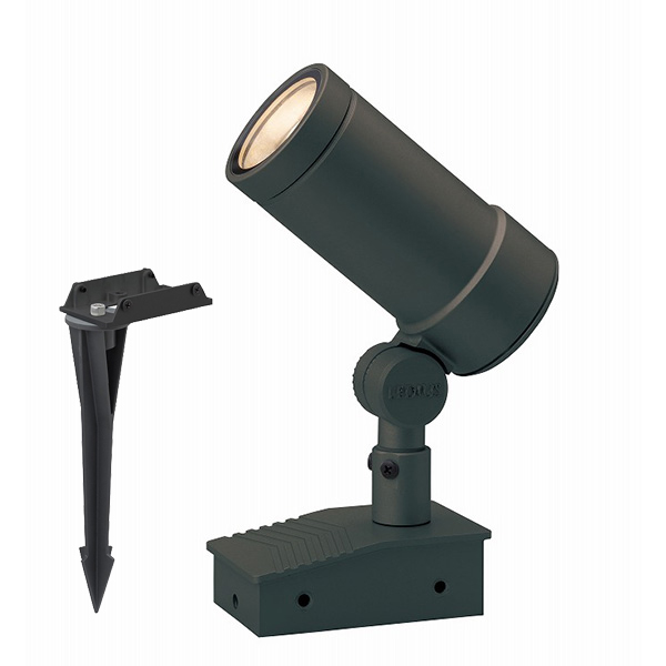 ガーデンアップライト オプティLスパイク付 中角 チャコールグリーン (電球色)