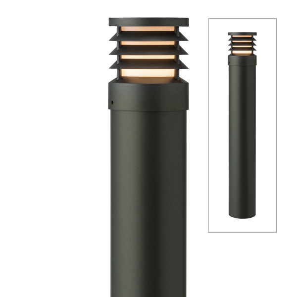 エクスレッズ ポールライト 15型 ルーバー チャコールグリーン (電球色)