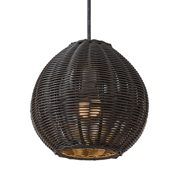 ラタンペンダントライト 1型 ダークブラウン (電球色)