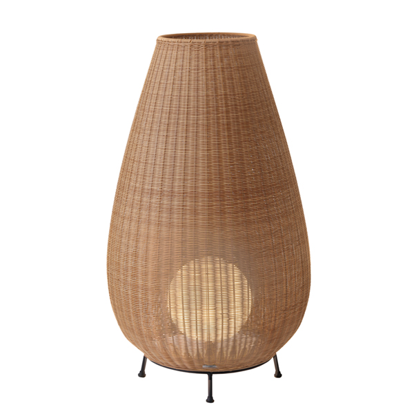 ラタンスタンドライト 2型 ローボルト ベージュ (電球色)