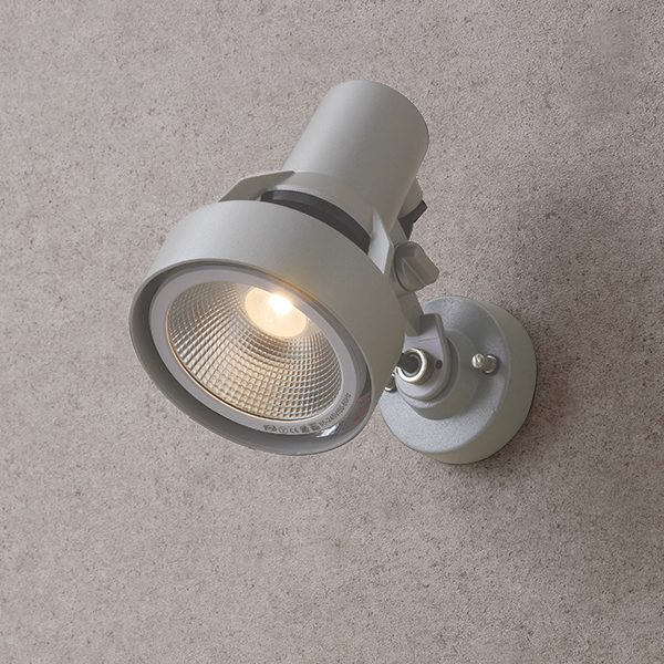シンプルLEDスポットライト 3型 シルバーグレー 中角 ブラケットタイプ (電球色)