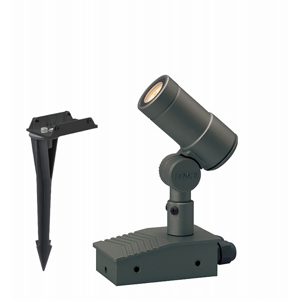 ガーデンアップライト オプティSスパイク付 100V 狭角 チャコールグリーン (電球色)