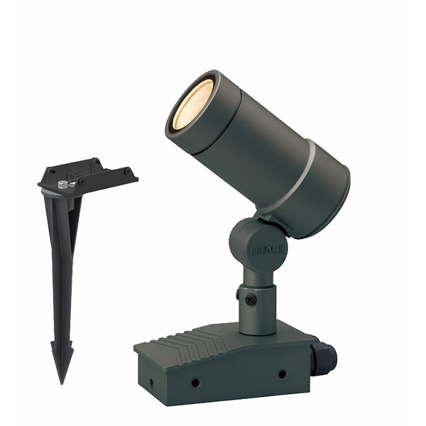 ガーデンアップライト オプティMスパイク付 100V 中角 チャコールグリーン (電球色)