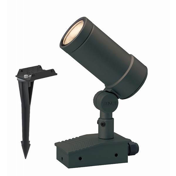 ガーデンアップライト オプティLスパイク付 100V 狭角 チャコールグリーン (電球色)