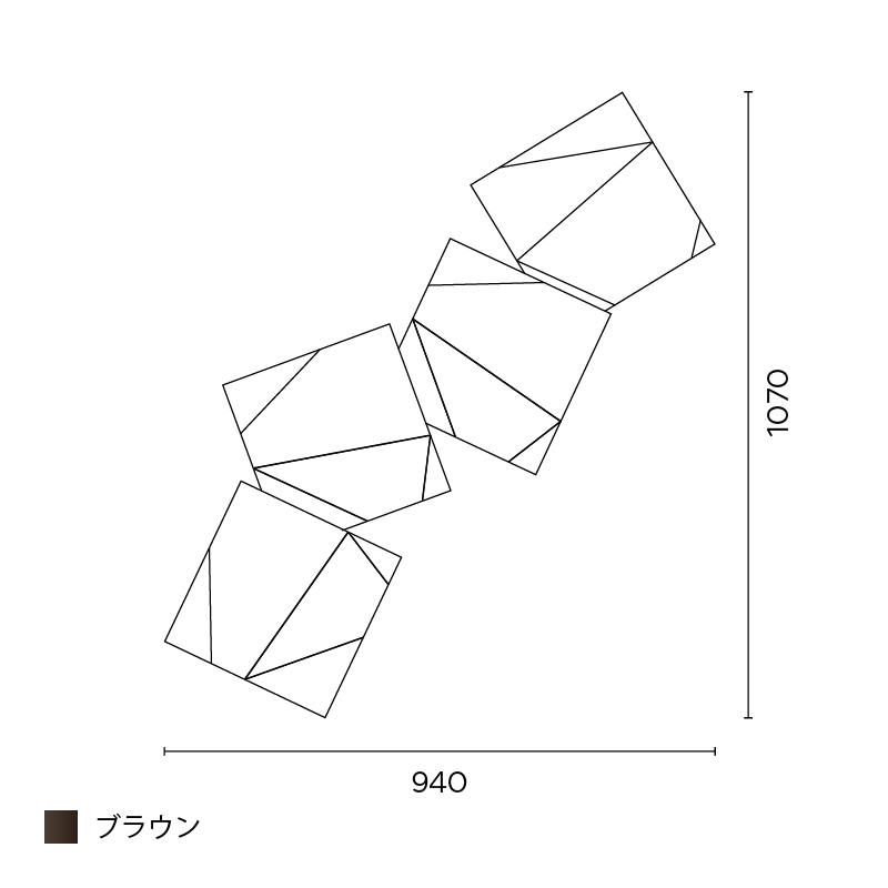 Origami ウォール 4ピース ブラウン