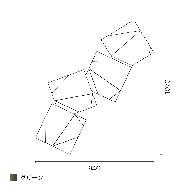 Origami ウォール 4ピース グリーン