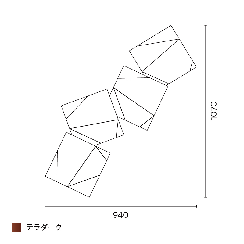 Origami ウォール 4ピース テラダーク