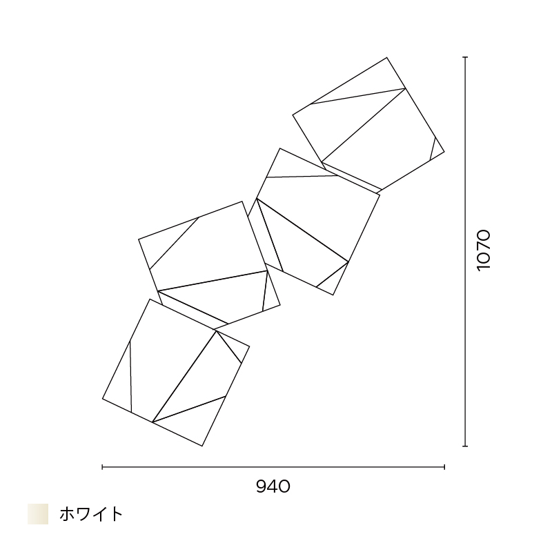 Origami ウォール 4ピース ホワイト