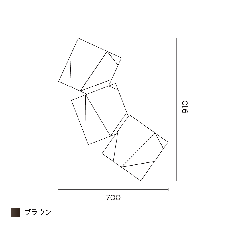 Origami ウォール 3ピース ブラウン