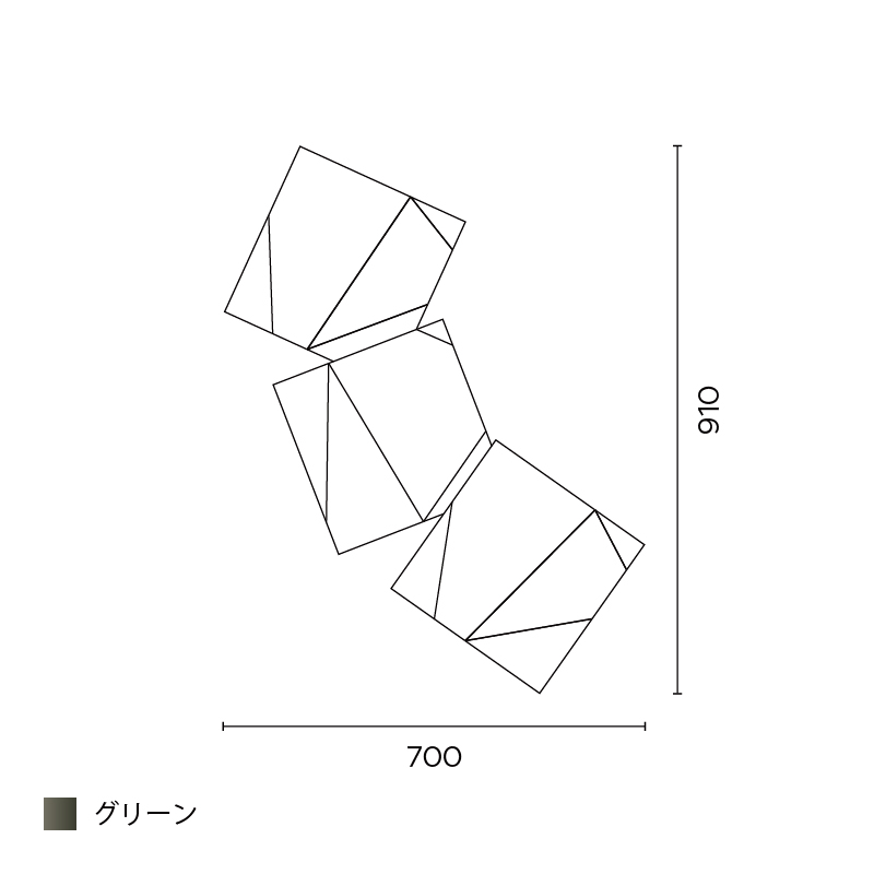 Origami ウォール 3ピース グリーン