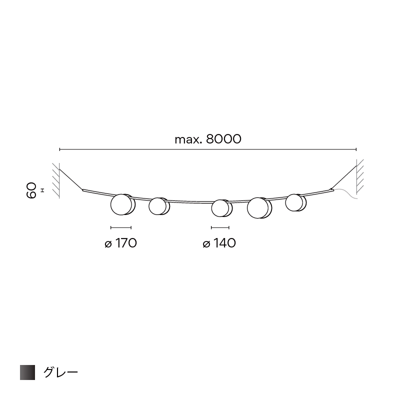 June ペンダント シェルタイプ 5ピース グレー