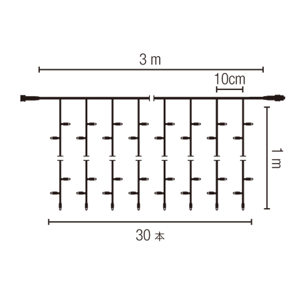 ドレイプライト 300 -1m 透明コード (白＆青) 