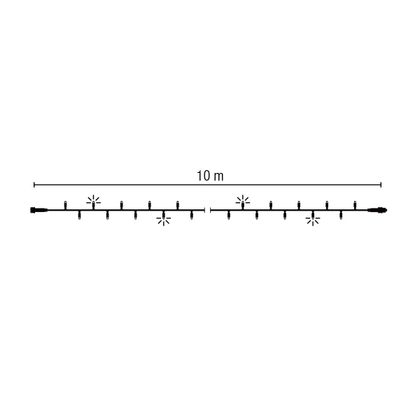 ストリングライト 100-10m 黒コード (電球色) フラッシュ