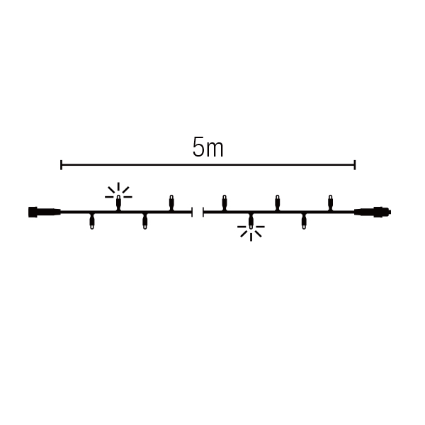 ストリングライト 50-5m 黒コード (白) フラッシュ
