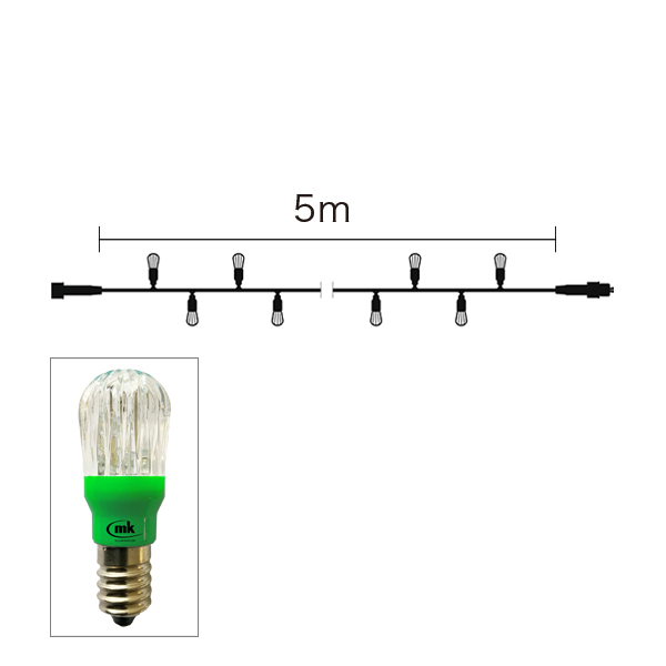 バルブストリングライト 10-5m 黒コード (緑)