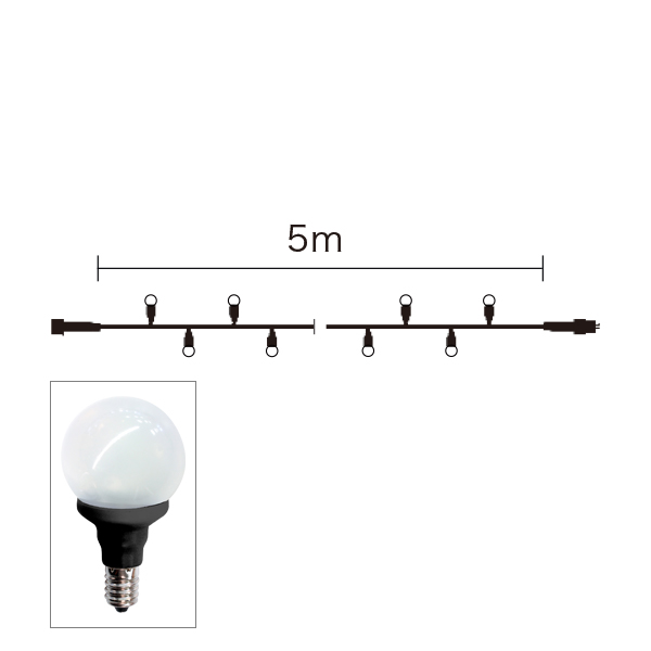 バルブストリングライトデコゴルフボール 10-5m 黒コード (電球色) マット