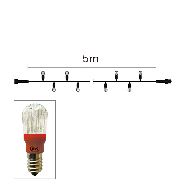バルブストリングライト 10-5m 白コード (赤)